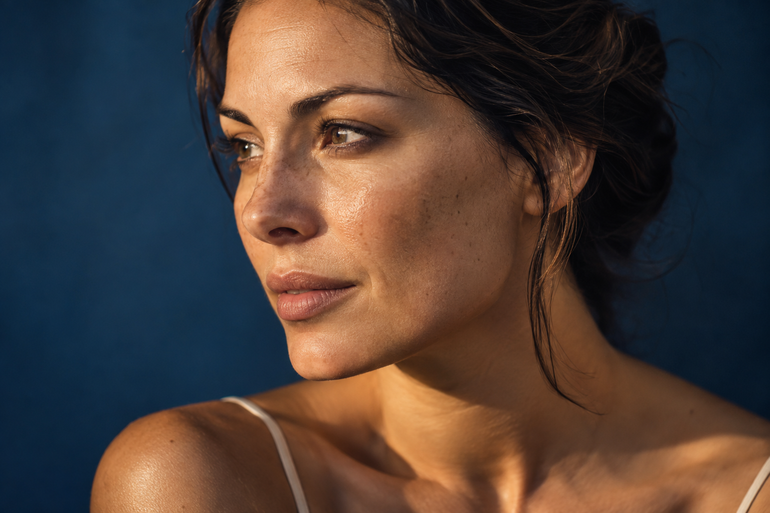 Editorial beauty portrait with natural skin texture